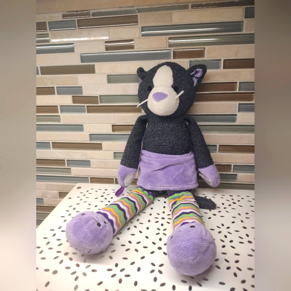Scentsy Buddy Sidekick Cammy Cat Plush Black Purple Crinkle